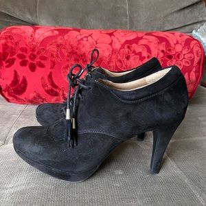 Black lace-up ankle booties